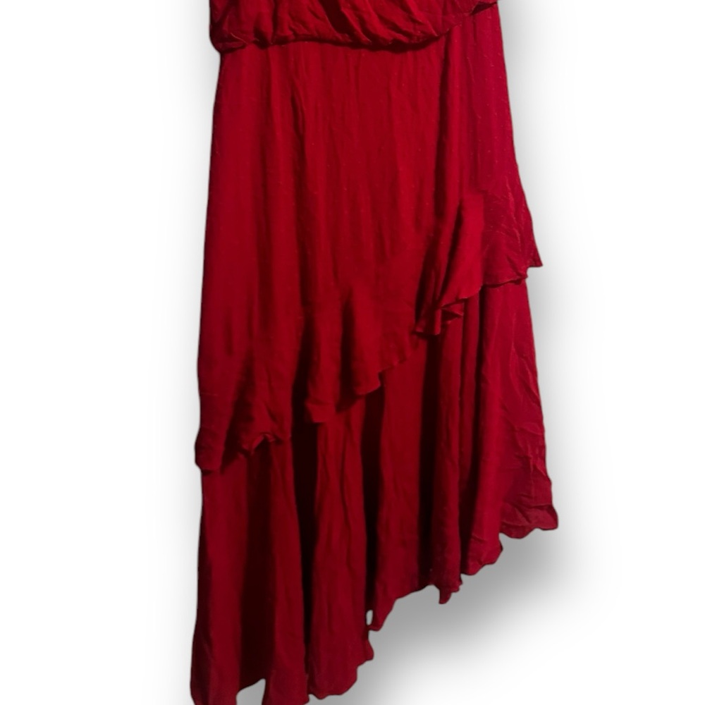 WAYF Erika One-Shoulder Red Midi Dress | Size XL | Elegant Occasion Dress - Picture 5 of 8